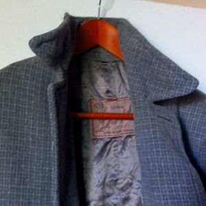 Vintage Lord English Blue Wool Ripley Taylor-Made Long Overcoat Men's